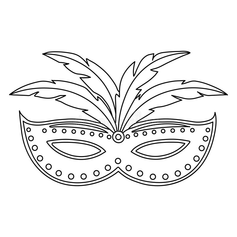 Dibujo De Línea De Máscara De Carnaval. Ilustración Para Libro De Color  Elemento De Decoración De Vacaciones Vector Ilustración del Vector -  Ilustración de plumas, lujo: 267515248