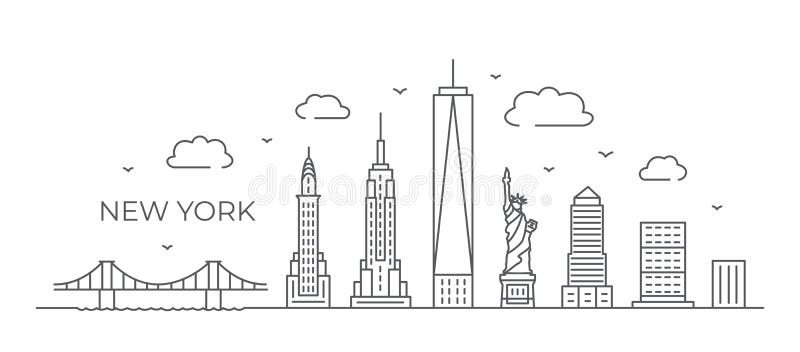 Dibujo De Línea Nueva York Ilustración De Nueva York En Estilo De Línea  Sobre Fondo Blanco Ilustración del Vector - Ilustración de alto, manhattan:  204158544