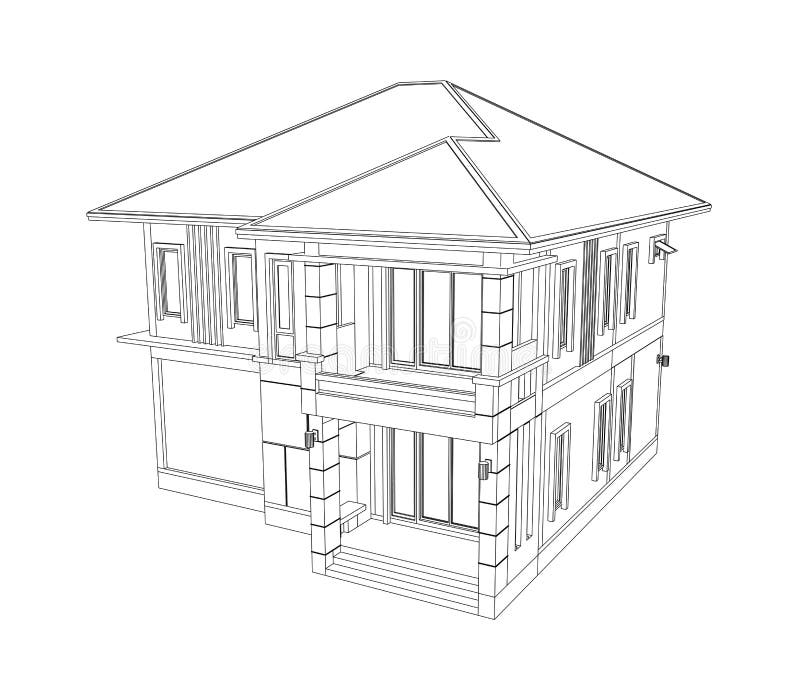 Ejemplo De La Estructura De Edificio Del Dibujo De La Arquitectura 3d