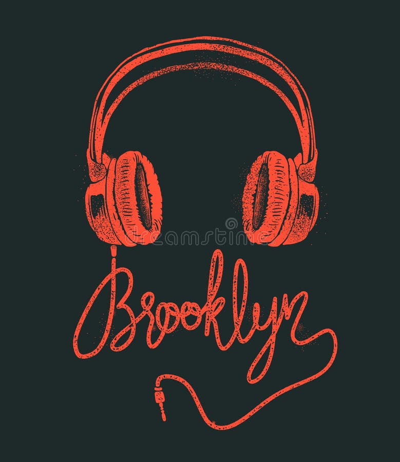 Dibujo de la mano de Brooklyn del auricular, ejemplo del vector del grunge ilustración del vector Dibujo de la mano de Brooklyn del auricular, ejemplo del vector del grunge ilustración del vector