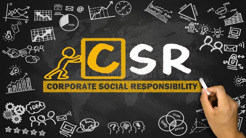 Dibujo de la mano del concepto de la responsabilidad social corporativa en blackboa