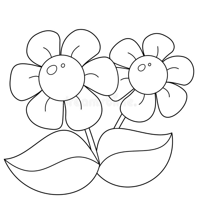 Dibujo De La Página De Color De Las Flores De Dibujos Animados Libro De  Coloración Para Niños Ilustración del Vector - Ilustración de vector,  negro: 166327335