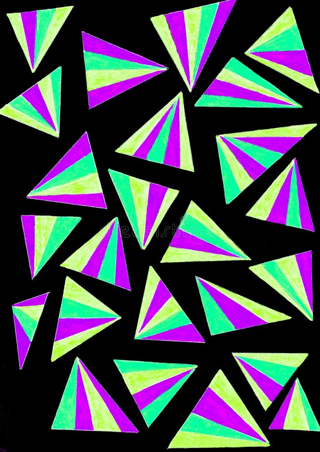  Dibujo De La Pluma Del Gel De Triángulos Coloridos Foto de archivo