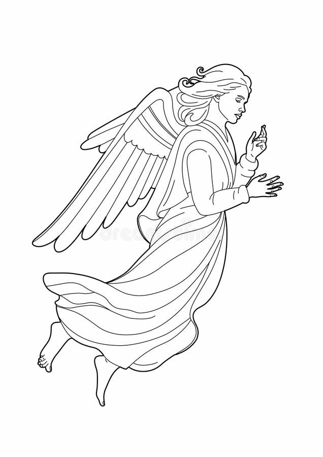 Dibujo de un ángel hermoso ilustración del vector. Ilustración de religioso  - 112512321
