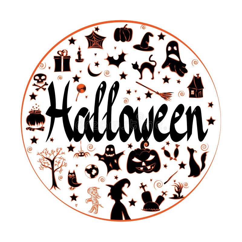 Dibujo de un papel pintado en el tema de Halloween libre illustration Dibujo de un papel pintado en el tema de Halloween libre illustration