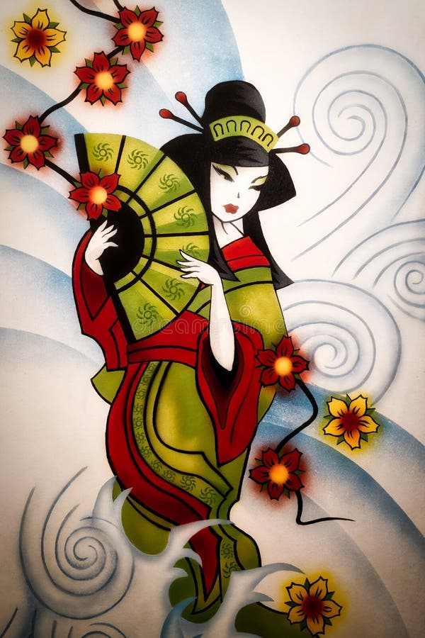 Dibujo De Una Geisha Al Estilo Tradicional Japonés Stock de ilustración -  Ilustración de mujer, hembra: 226929867