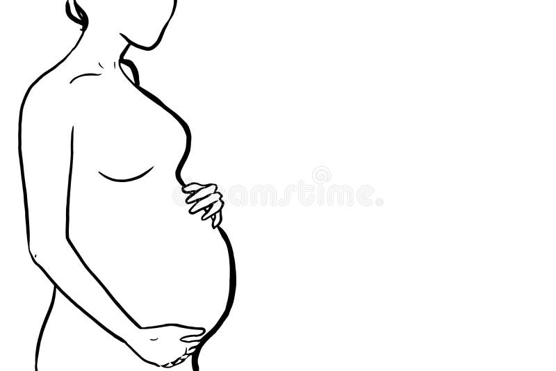 Dibujo de una mujer embarazada dibujando fondo de acuarela ilustración del vector