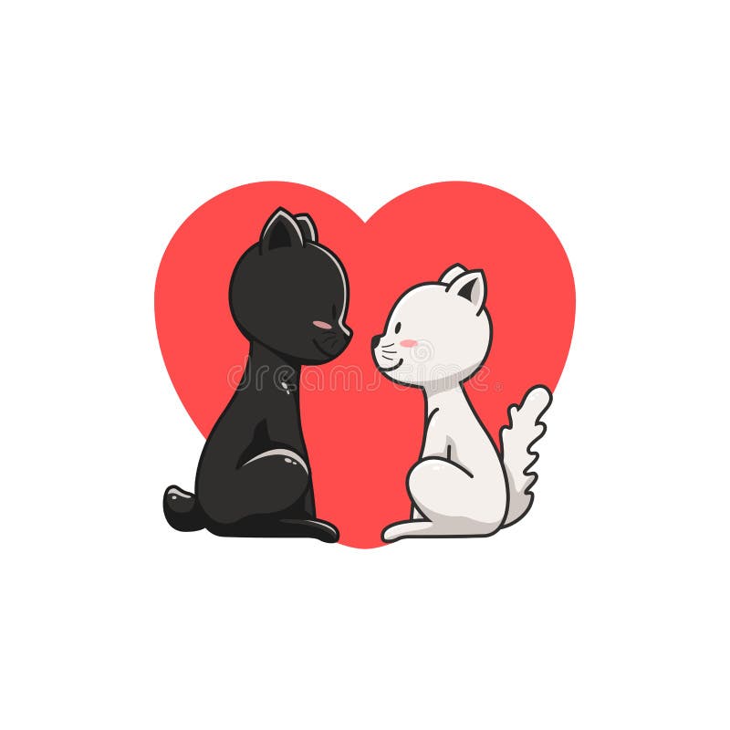 Dibujo De Una Pareja De Gatos Enamorados Stock de ilustración - Ilustración  de amor, contexto: 167695390
