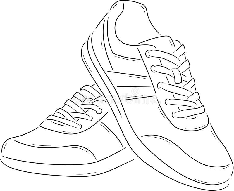 Dibujo De Zapatos Deportivos Para Mujer Ilustración del Vector