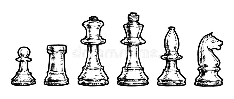Dibujo del ajedrez ilustración del vector. Ilustración de grabado - 46565274