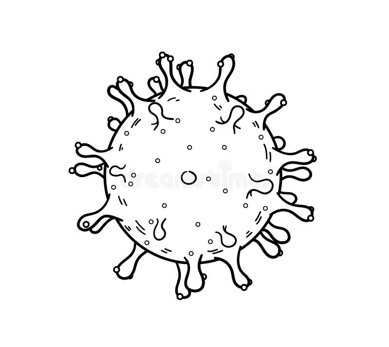 Hand drawn Coronavirus virus cartoon doodle illustration. Hand drawn Coronavirus virus cartoon doodle illustration