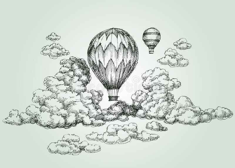Dibujo del globo del aire caliente libre illustration Dibujo del globo del aire caliente libre illustration