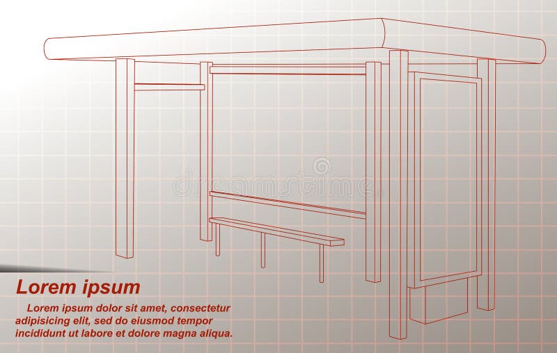 Dibujo del lugar para esperar un autobús stock de ilustración Dibujo del lugar para esperar un autobús stock de ilustración