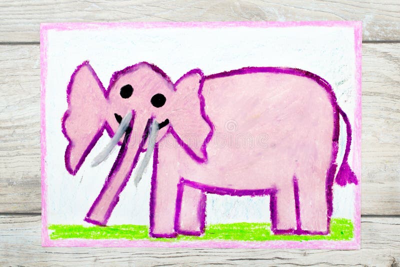 Dibujo: Elefante rosado sonriente ilustración del vector Dibujo: Elefante rosado sonriente ilustración del vector