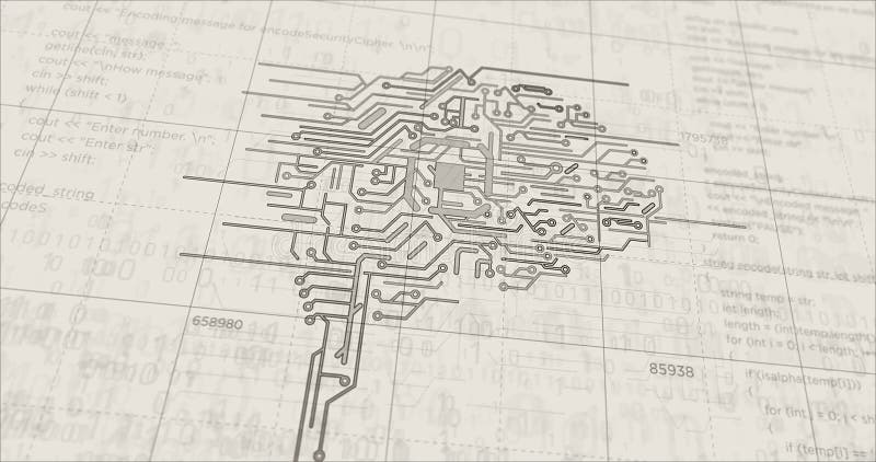 Dibujo futurista del cerebro cibernético