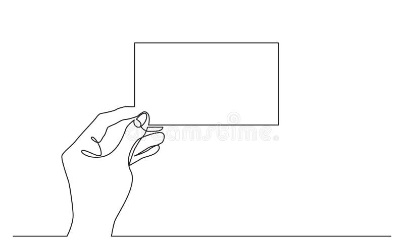 Dibujo lineal continuo de la mano que lleva a cabo el trozo de papel horizontal en blanco stock de ilustración