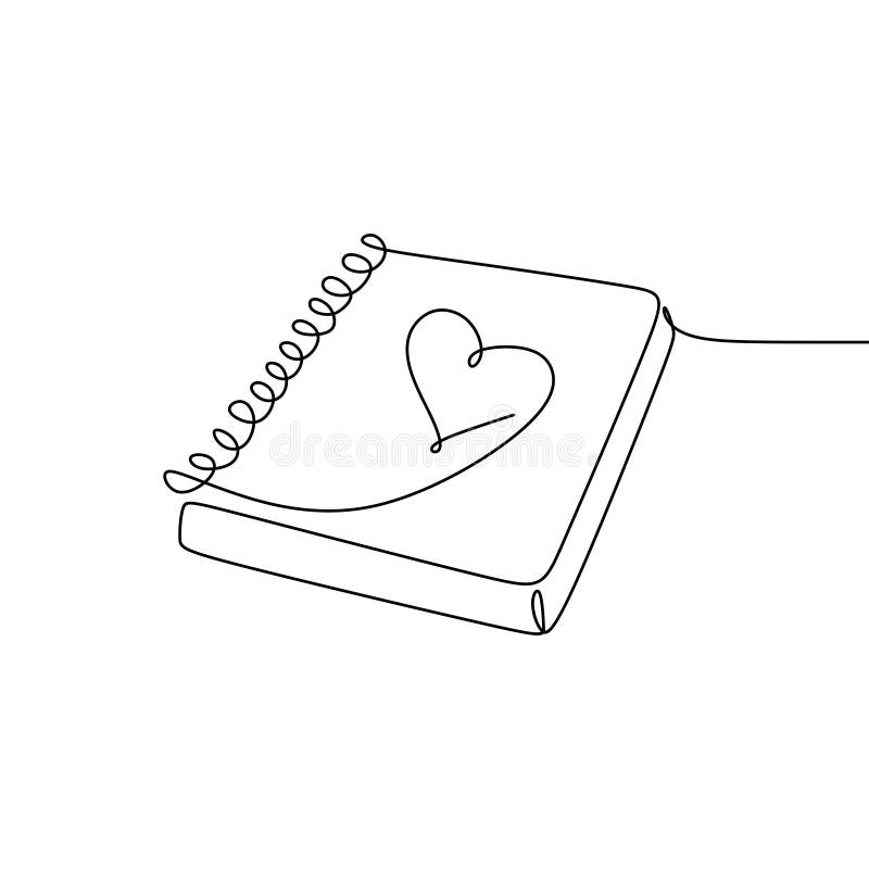 Dibujo lineal continuo de libros en amor ilustración del vector