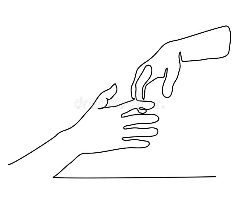 Dibujo lineal continuo de llevar a cabo las manos juntas libre illustration Dibujo lineal continuo de llevar a cabo las manos juntas libre illustration