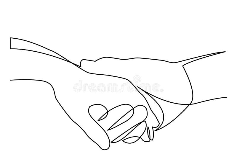 Dibujo lineal continuo de llevar a cabo las manos juntas ilustración del vector