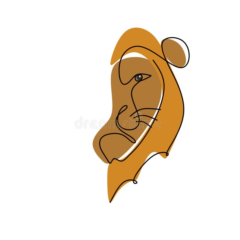 dibujo lineal continuo de los animales del león ilustración del vector dibujo lineal continuo de los animales del león ilustración del vector