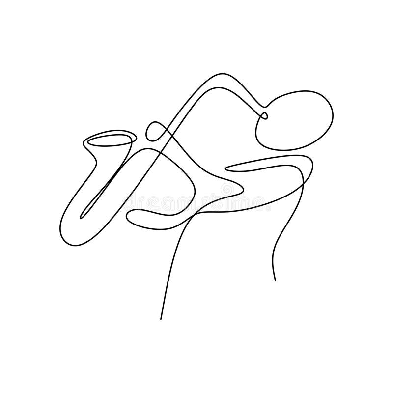 Dibujo lineal continuo de los músicos de jazz que tocan los instrumentos de música de la trompeta ilustración del vector