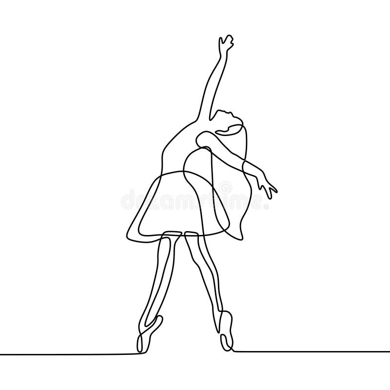 Dibujo Lineal Continuo Del Ballet De Baile De La Muchacha Estilo Del  Minimalismo Del Concepto De La Bailarina Stock de ilustración - Ilustración  de elegante, elegancia: 151813364