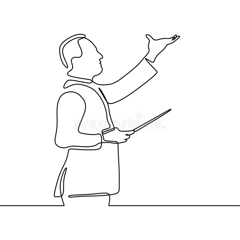 Dibujo lineal continuo del diseño del minimalismo del compositor de la música libre illustration