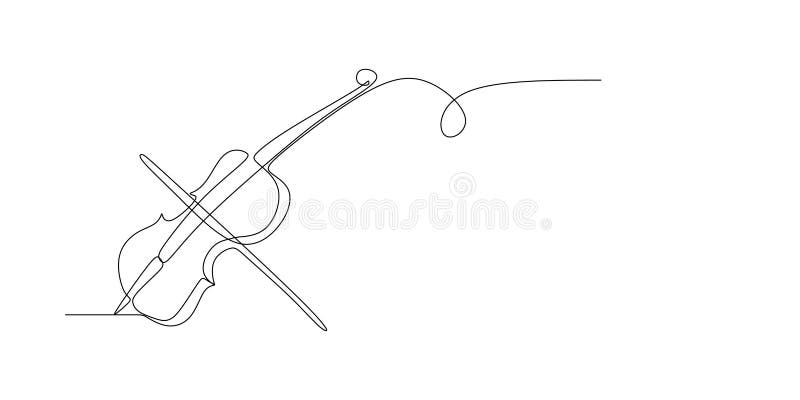 Dibujo lineal continuo del diseño minimalista del violín ilustración del vector