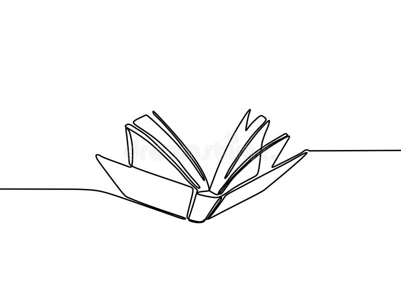 Dibujo lineal continuo del tema de la educación del vector del libro aislado en diseño minimalista del fondo blanco stock de ilustración