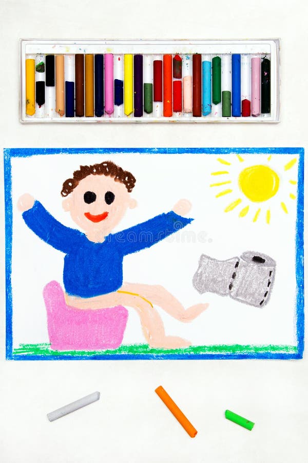 Dibujo: niño sonriente en el insignificante ilustración del vector Dibujo: niño sonriente en el insignificante ilustración del vector