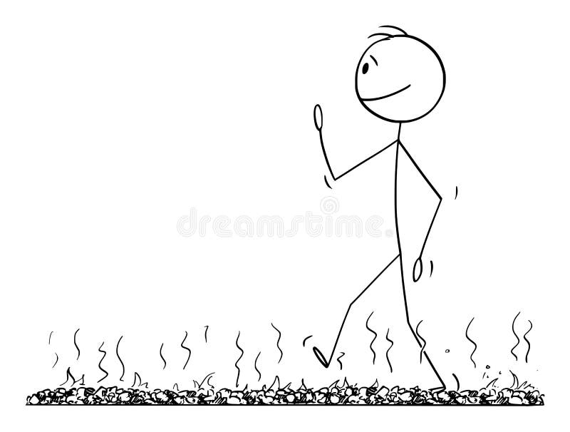 Dibujo Vectorial Ilustración De La Marcha Con Fuego, El Hombre Caminando O  Caminando Con Fuego Descalzo Sobre La Cama De Estuches Ilustración del  Vector - Ilustración de arte, conceptual: 168203753