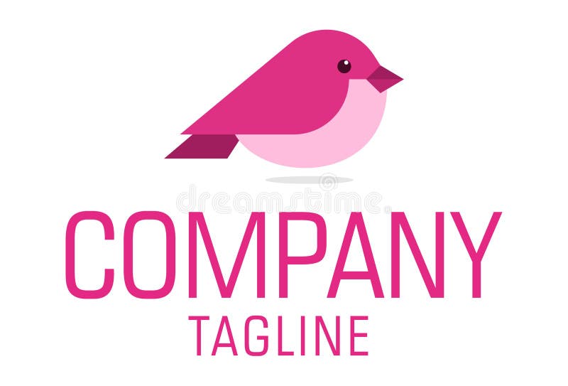  Dibujos Animados De Color Rosa Diseño Del Logo De Un Pájaro Lindo Ilustración del Vector