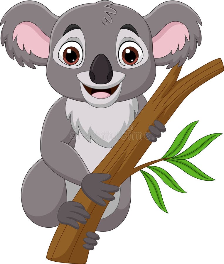 Dibujos Animados Koala En Una Rama De árbol Ilustración del Vector -  Ilustración de divertido, hoja: 174284660