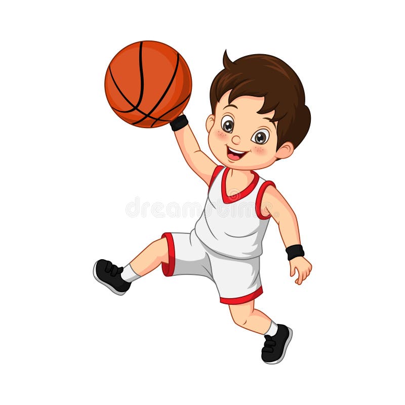 Dibujos Animados Lindo Niño Jugando Baloncesto Ilustración del Vector -  Ilustración de atlético, jersey: 216746212