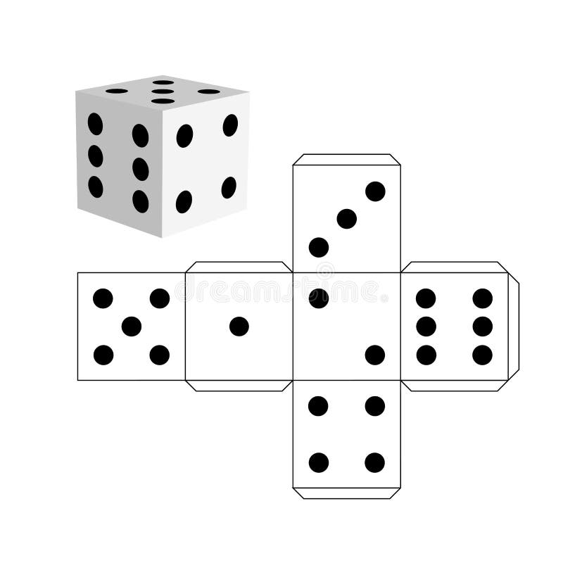 Dice template - model of a white cube.
