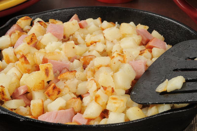 Southern Style Hash Browns and Ham Stock Image Image of plates