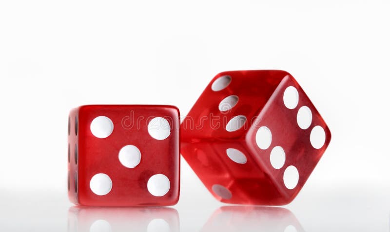 Two red dices on white background. Two red dices on white background