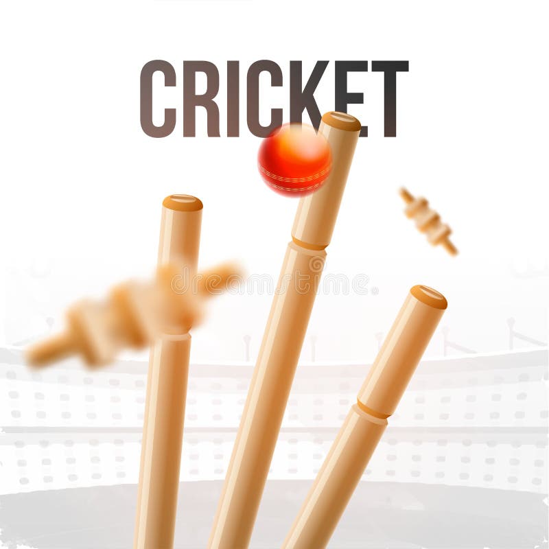 Dichte mening die van bal wicket stompenillustratie voor veenmoltoernooien raken vector illustratie Dichte mening die van bal wicket stompenillustratie voor veenmoltoernooien raken vector illustratie