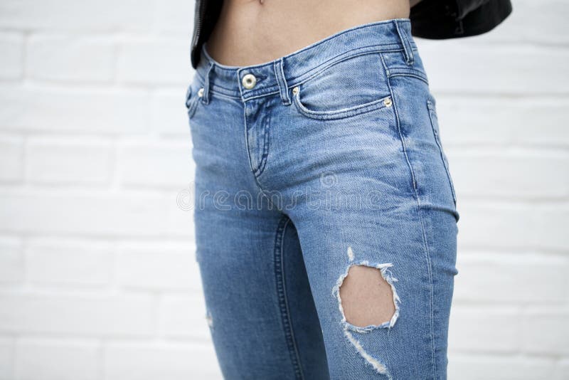 Dichte vrouwelijke jeans royalty-vrije stock foto