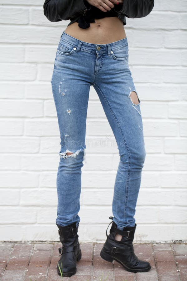 Dichte vrouwelijke jeans stock afbeeldingen