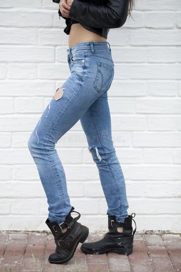Dichte vrouwelijke jeans stock foto