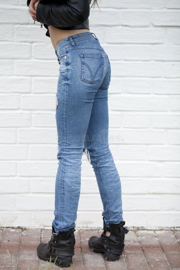 Dichte vrouwelijke jeans stock afbeeldingen