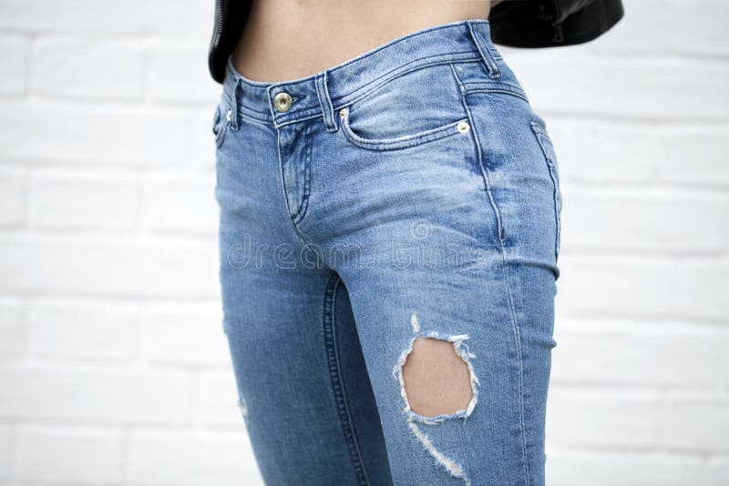 Dichte vrouwelijke jeans stock fotografie