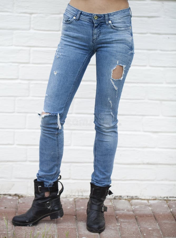 Dichte vrouwelijke jeans royalty-vrije stock foto's