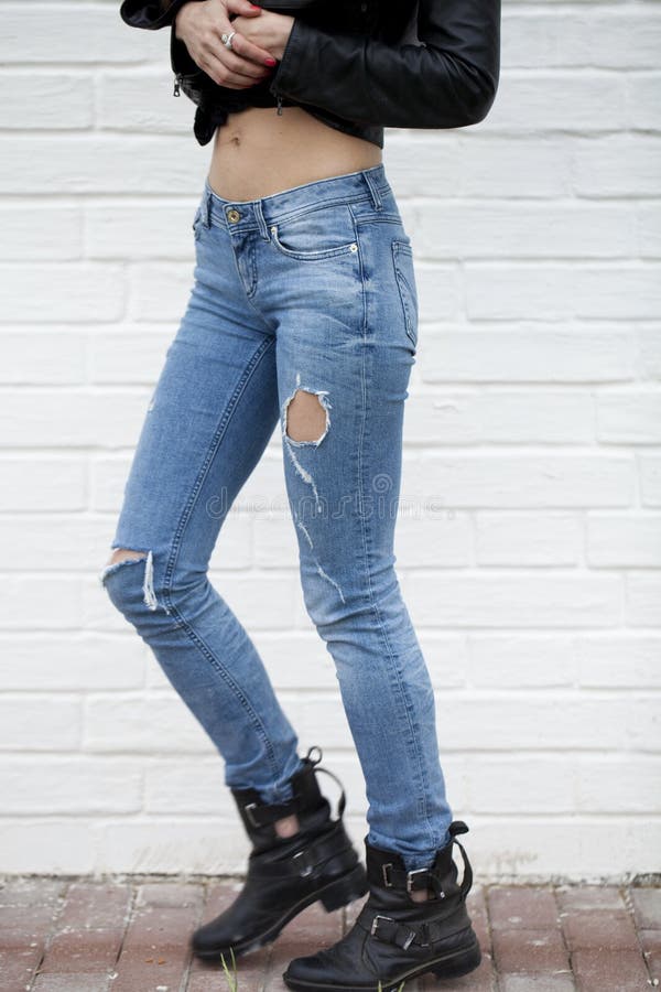 Dichte vrouwelijke jeans royalty-vrije stock afbeeldingen