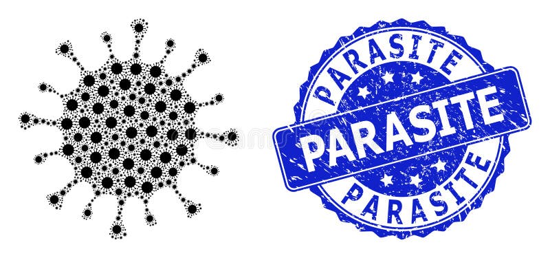 Dichtungs- und Fractalmikrobenikonenzusammensetzung des Gummiparasiten runde vektor abbildung