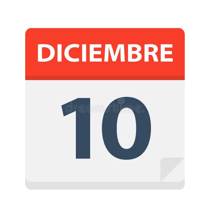 Diciembre 10 - Calendar Icon - December 10. Vector Illustration Of