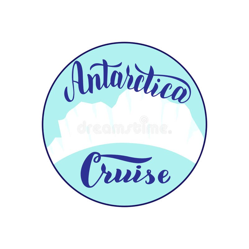 Die Antarktis-Kreuzfahrtrundenlogo mit Eisberg Modischer beschriftender Text Fahnenikone für Reisebüro Aufkleber, Magnet, Druck V vektor abbildung Die Antarktis-Kreuzfahrtrundenlogo mit Eisberg Modischer beschriftender Text Fahnenikone für Reisebüro Aufkleber, Magnet, Druck V vektor abbildung