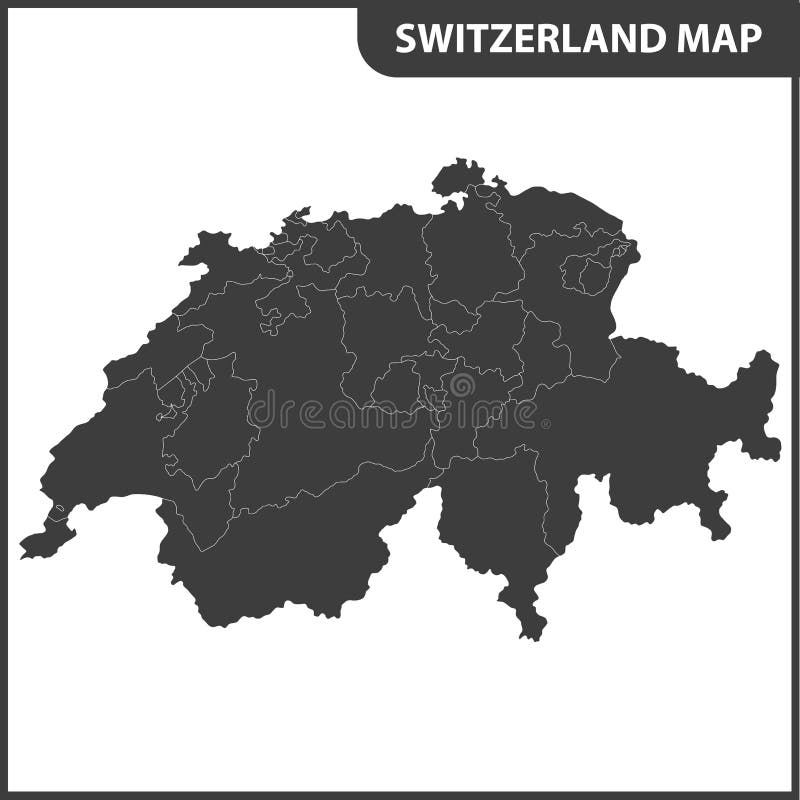 Die ausführliche Karte der Schweiz mit Regionen vektor abbildung Die ausführliche Karte der Schweiz mit Regionen vektor abbildung