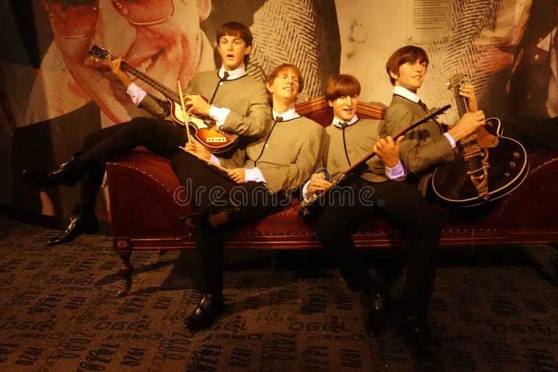Wax figures of The Beatles at Madame Tussauds in New York City. Wax figures of The Beatles at Madame Tussauds in New York City.